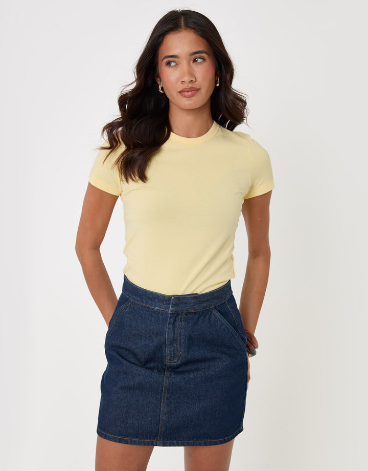 Threadbare Denim A-Line Mini Skirt in Indigo - full body