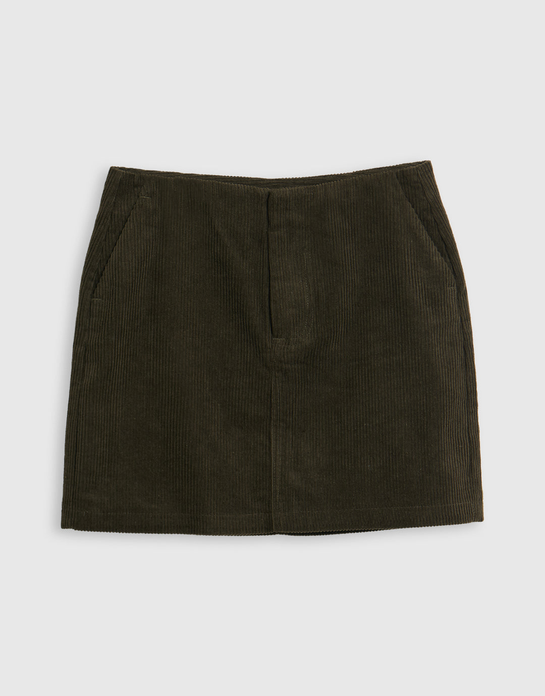 Corduroy Mini Skirt in Olive Green