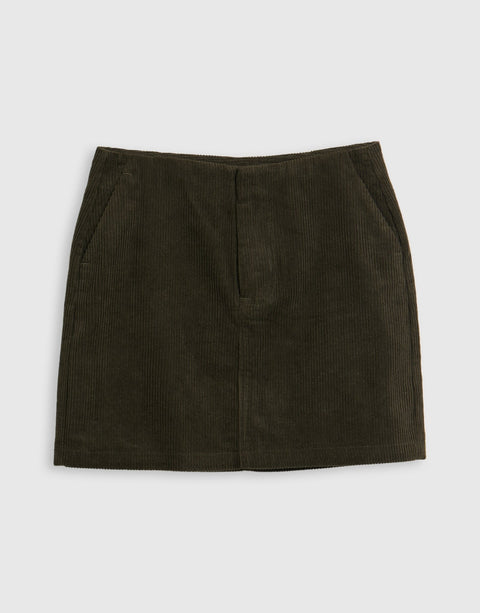 Threadbare Corduroy Mini Skirt in Khaki - mannequin image