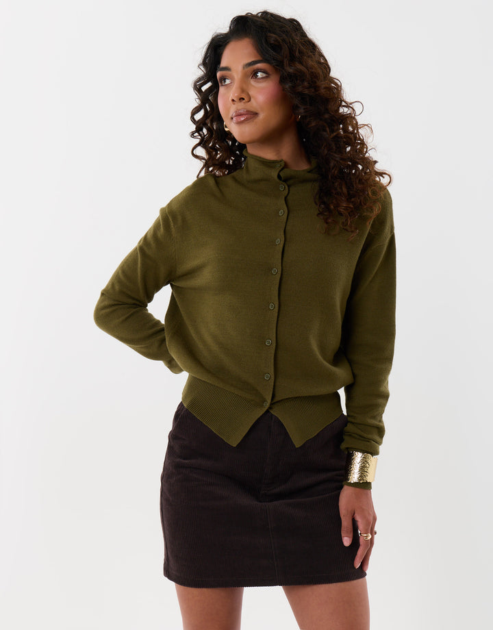 Threadbare Corduroy Mini Skirt in Chocolate Brown - full body