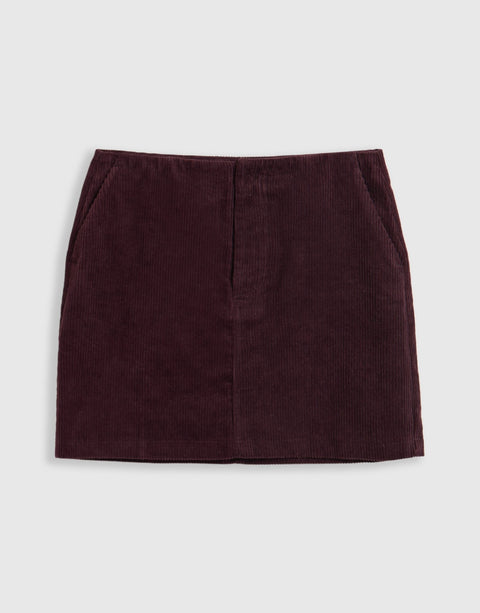 Threadbare Corduroy Mini Skirt in Plum - mannequin image
