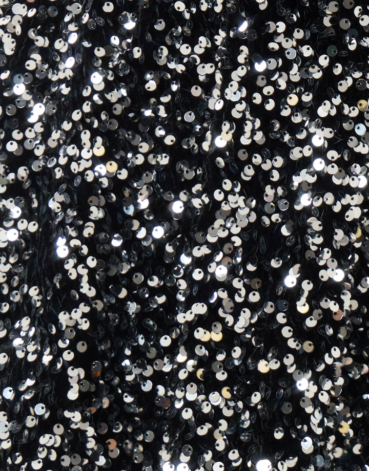 Sequin Mini Swing Skirt in Charcoal Grey