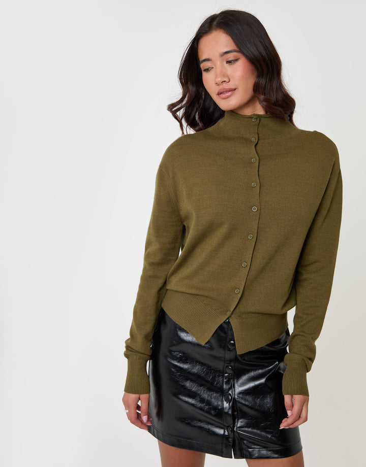 Threadbare Faux Leather Button Front Mini Skirt in Black - detail