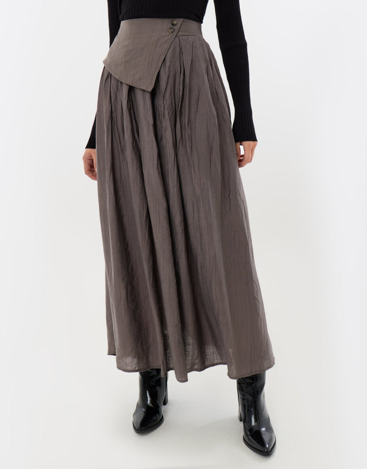 Envelope Waist Midaxi Skirt in Grey