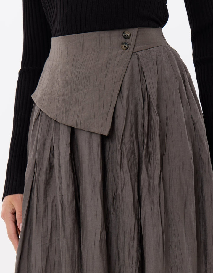 Envelope Waist Midaxi Skirt in Grey