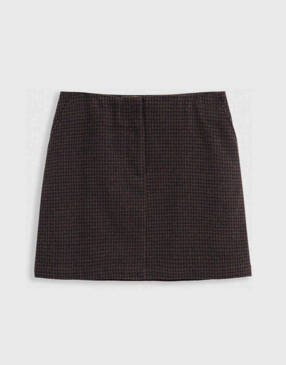Faux Wool Mini Skirt in Brown Check