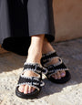 Black Whipstitch Chunky Sliders