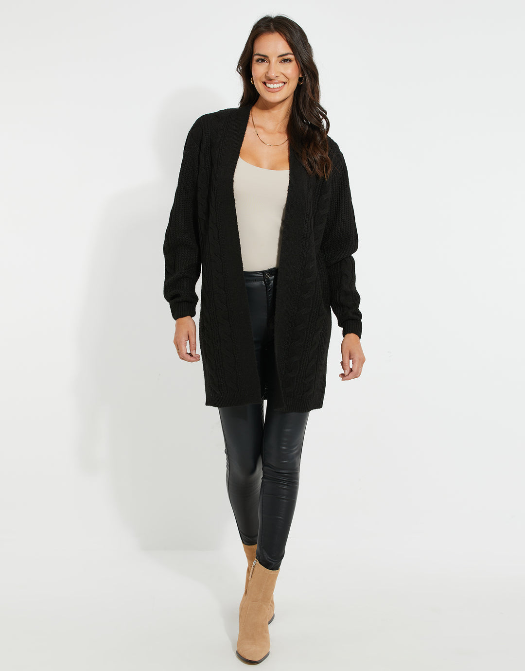 Black Cable Knit Cardigan