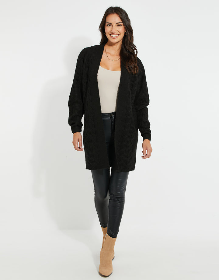 Black Cable Knit Cardigan