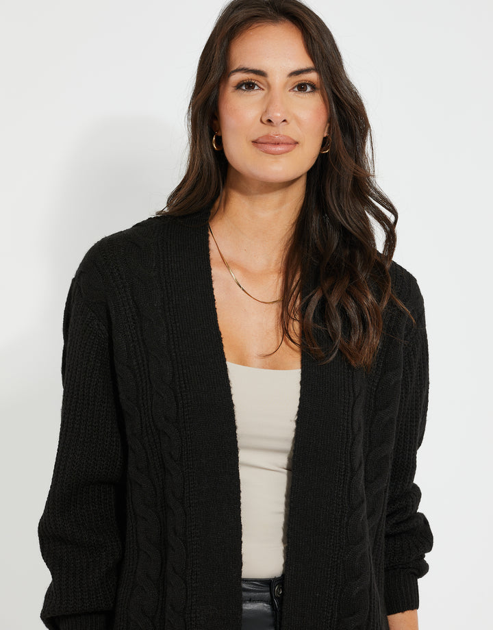 Black Cable Knit Cardigan