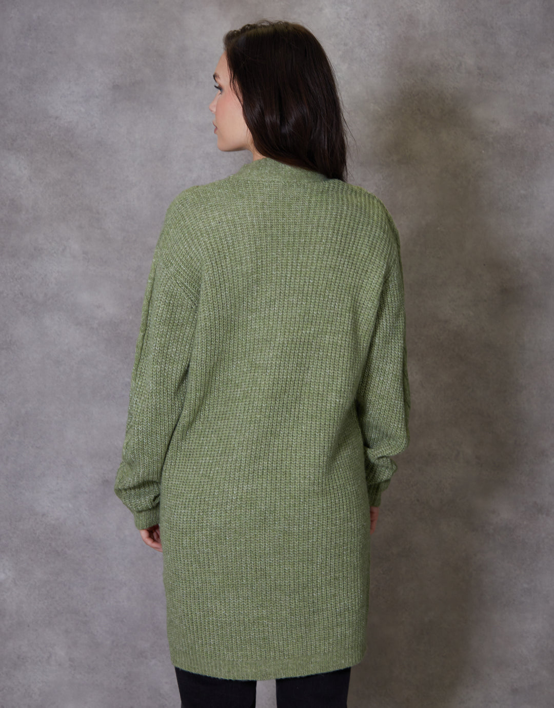 Green Cable Knit Cardigan
