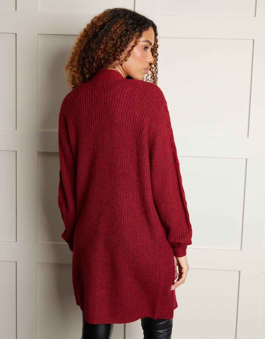 Burgundy Cable Knit Cardigan