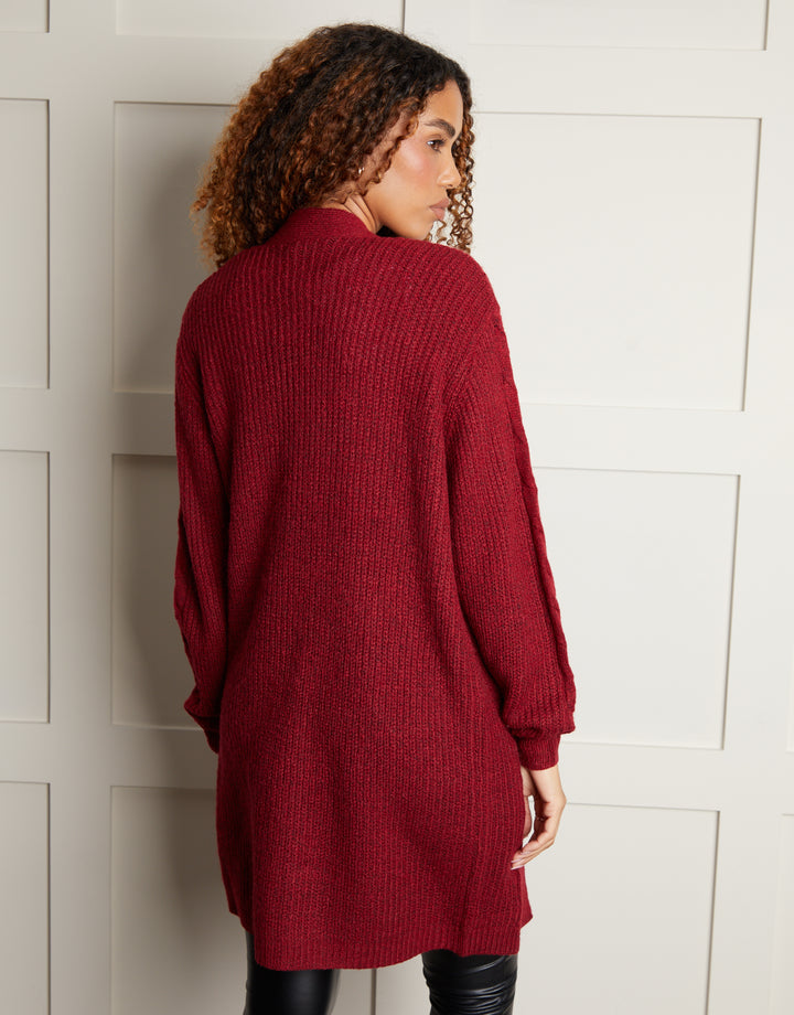 Burgundy Cable Knit Cardigan