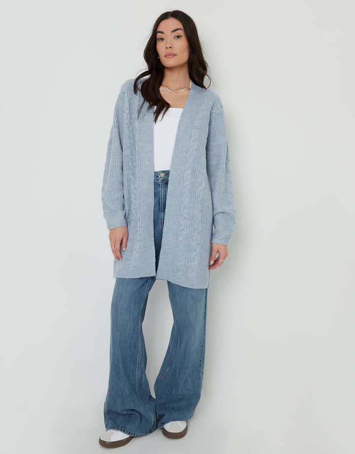 Light Blue Cable Knit Cardigan
