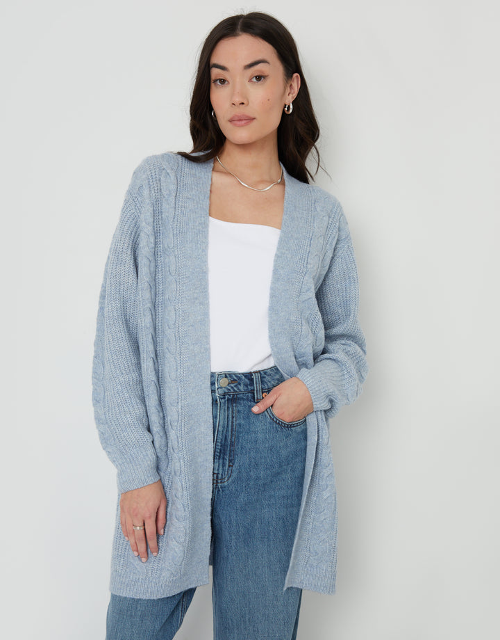 Light Blue Cable Knit Cardigan