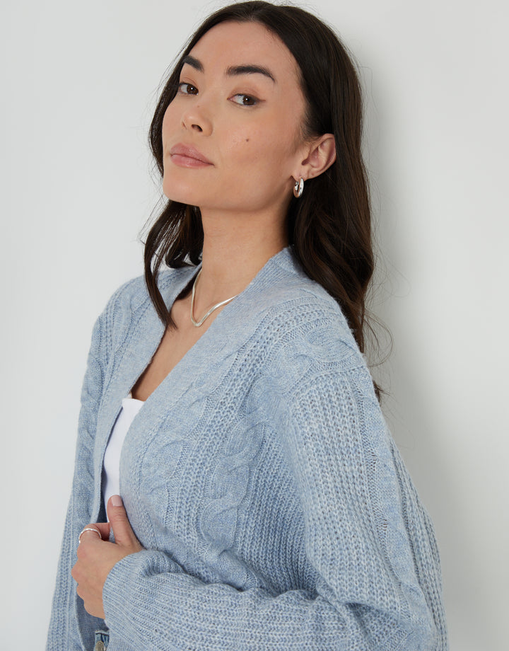 Light Blue Cable Knit Cardigan