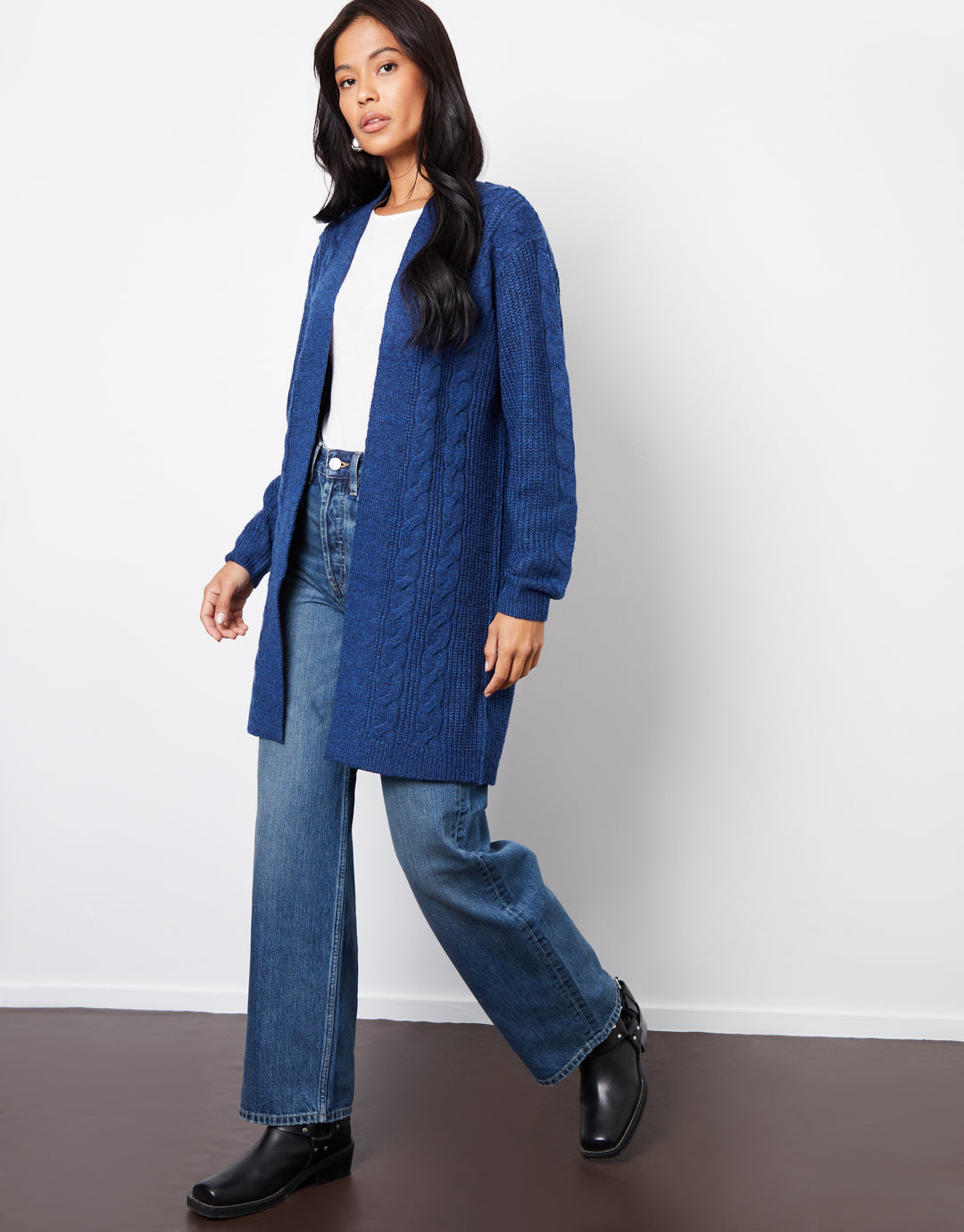 Navy Cable Knit Cardigan