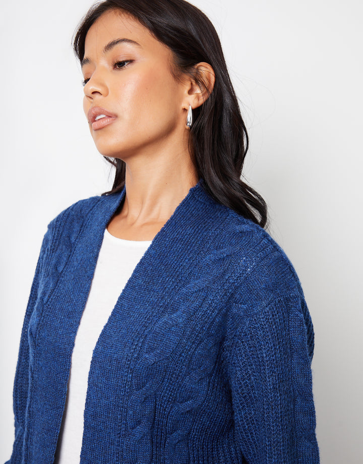 Navy Cable Knit Cardigan
