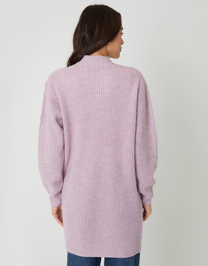 Pink Cable Knit Cardigan