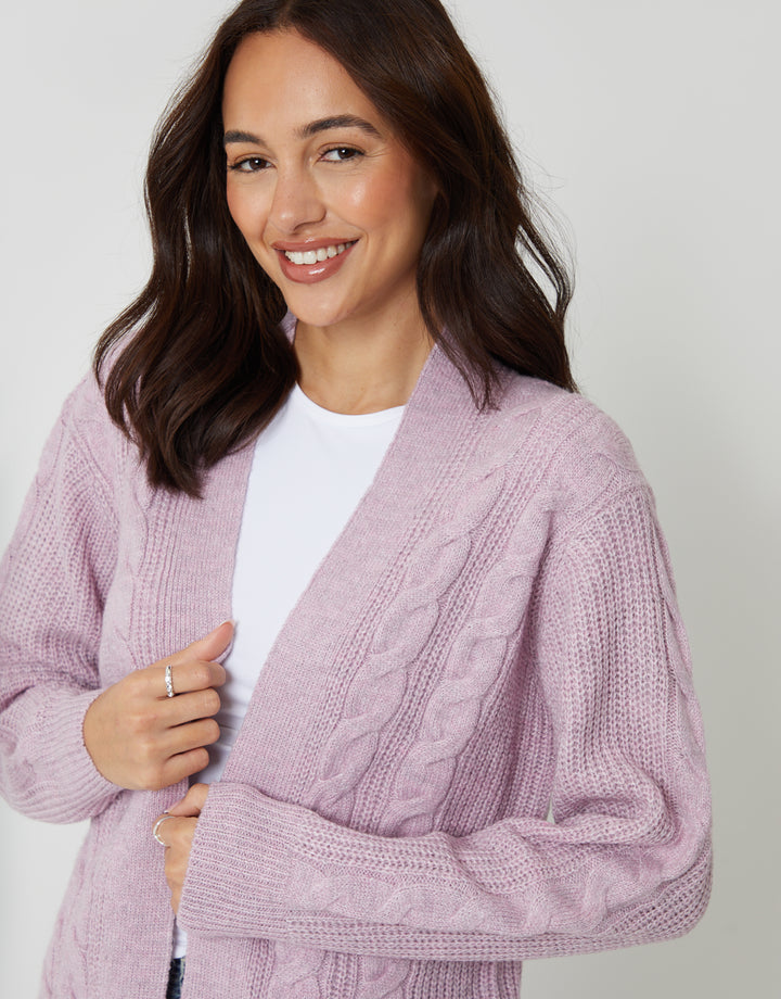 Pink Cable Knit Cardigan