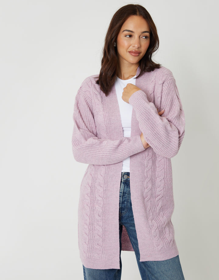 Pink Cable Knit Cardigan