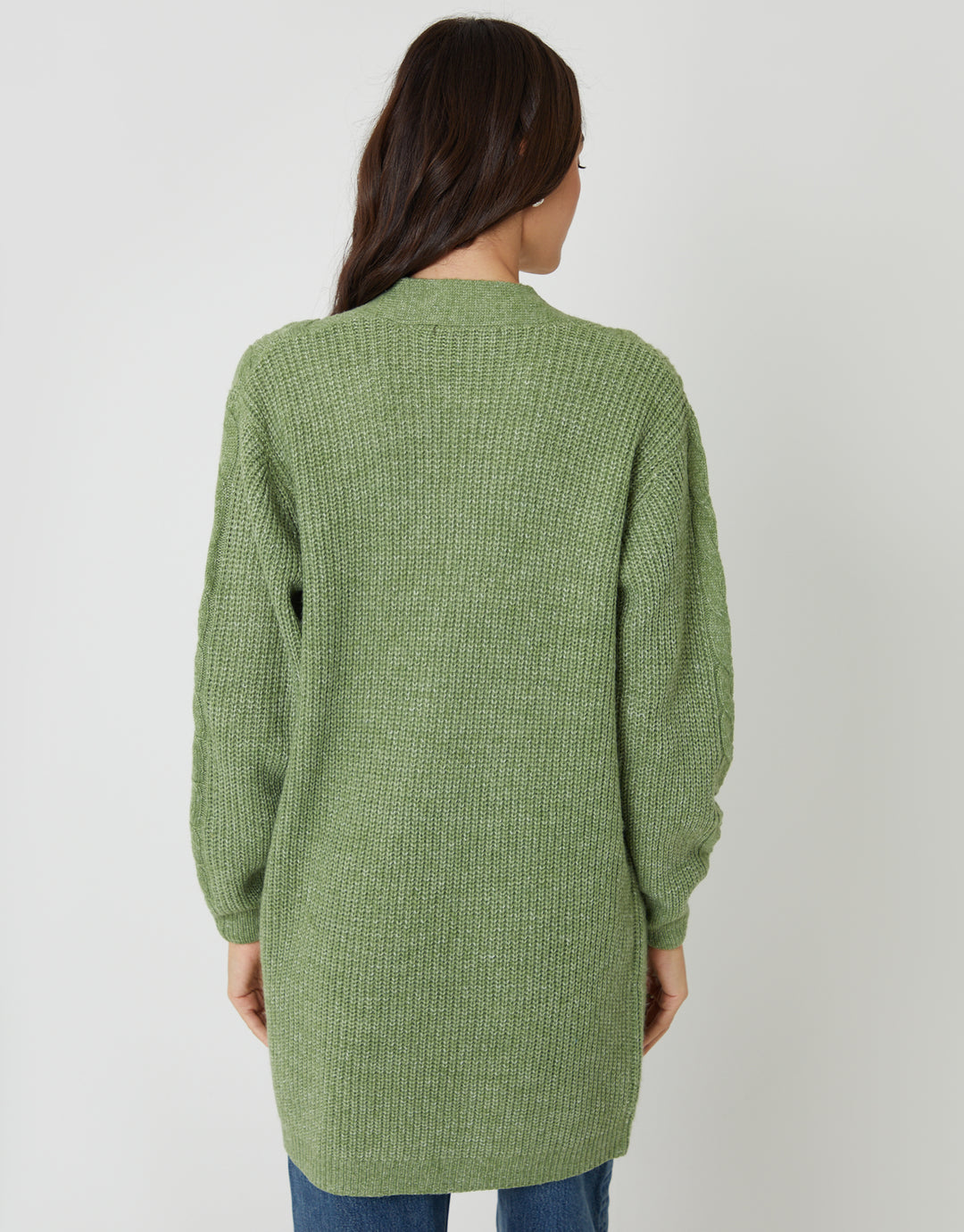 Sage Green Cable Knit Cardigan