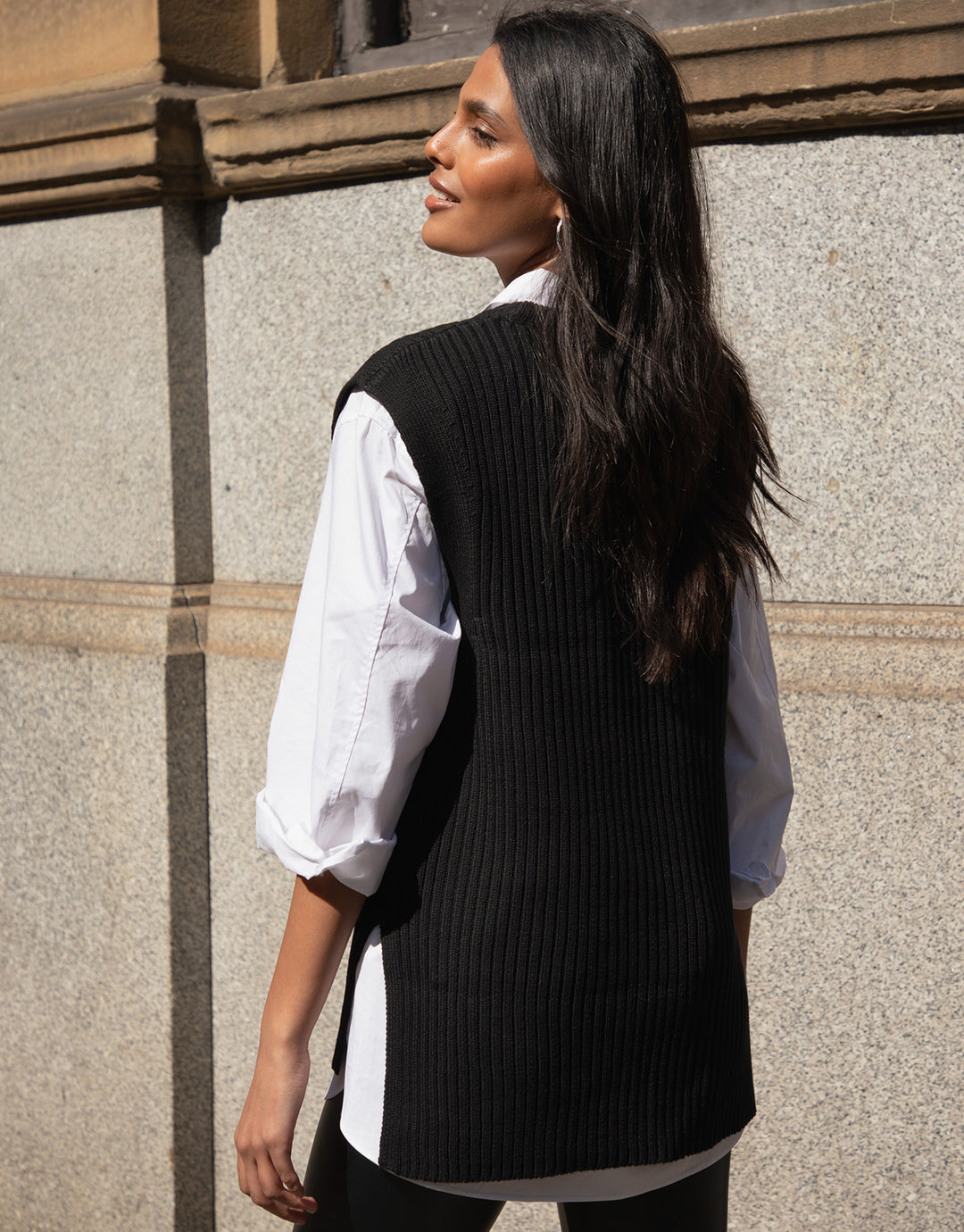Black Cable Knit Sweater Vest