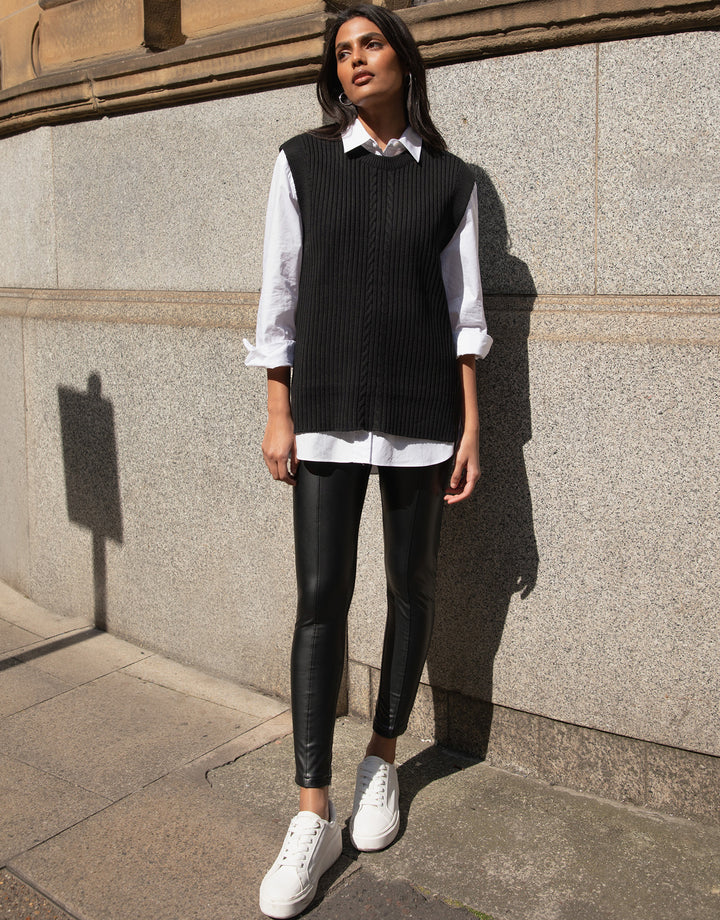 Black Cable Knit Sweater Vest