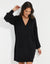 Petite Black V-Neck Knitted Jumper Dress