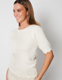 Stone Pointelle Knitted T-Shirt Jumper