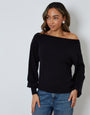 Black Soft Slash Neck Jumper