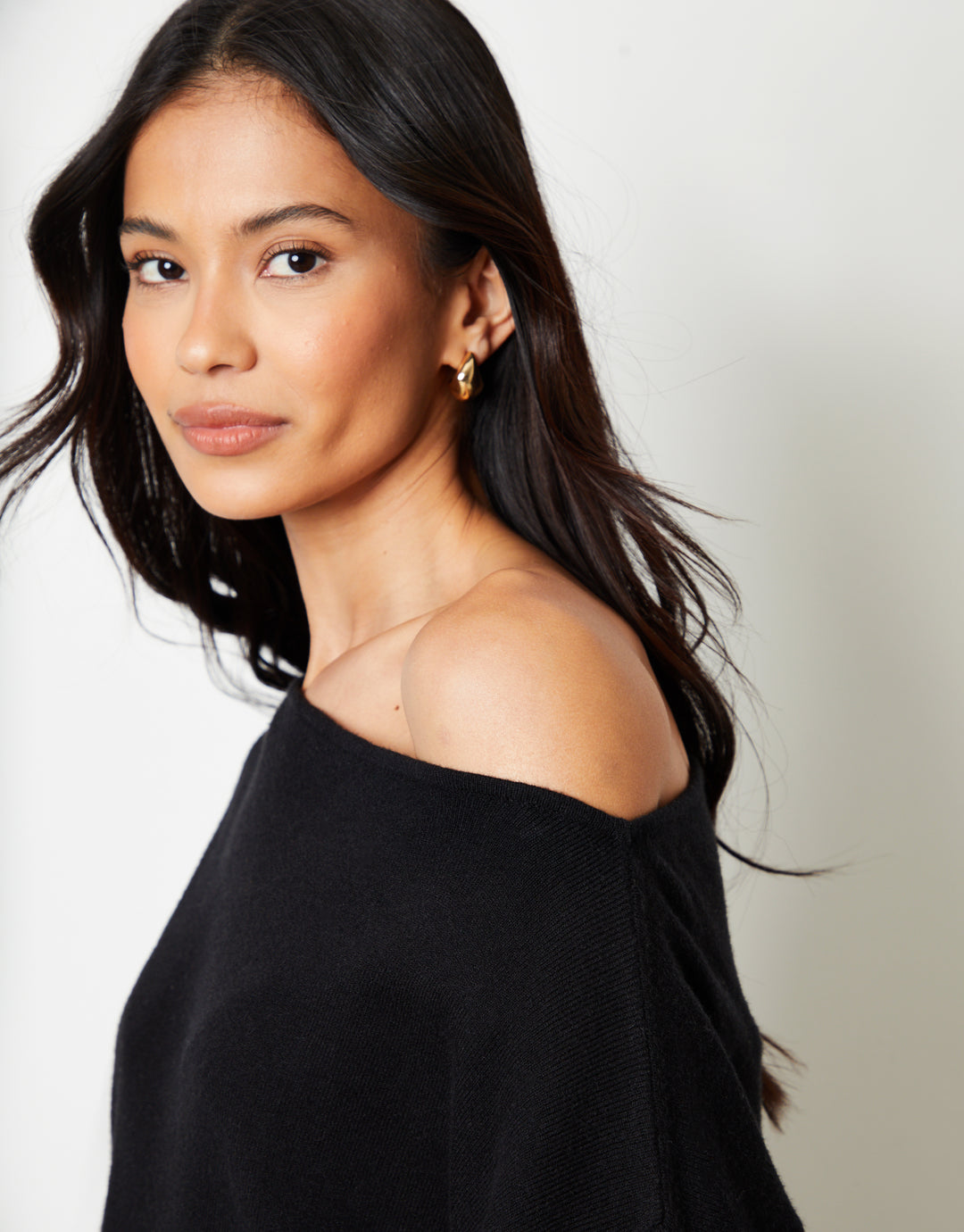 Black Soft Slash Neck Jumper