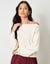 Cream Soft Slash Neck Jumper