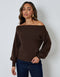 Chocolate Brown Soft Slash Neck Jumper