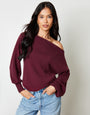 Soft Slash Neck Jumper in Berry Red