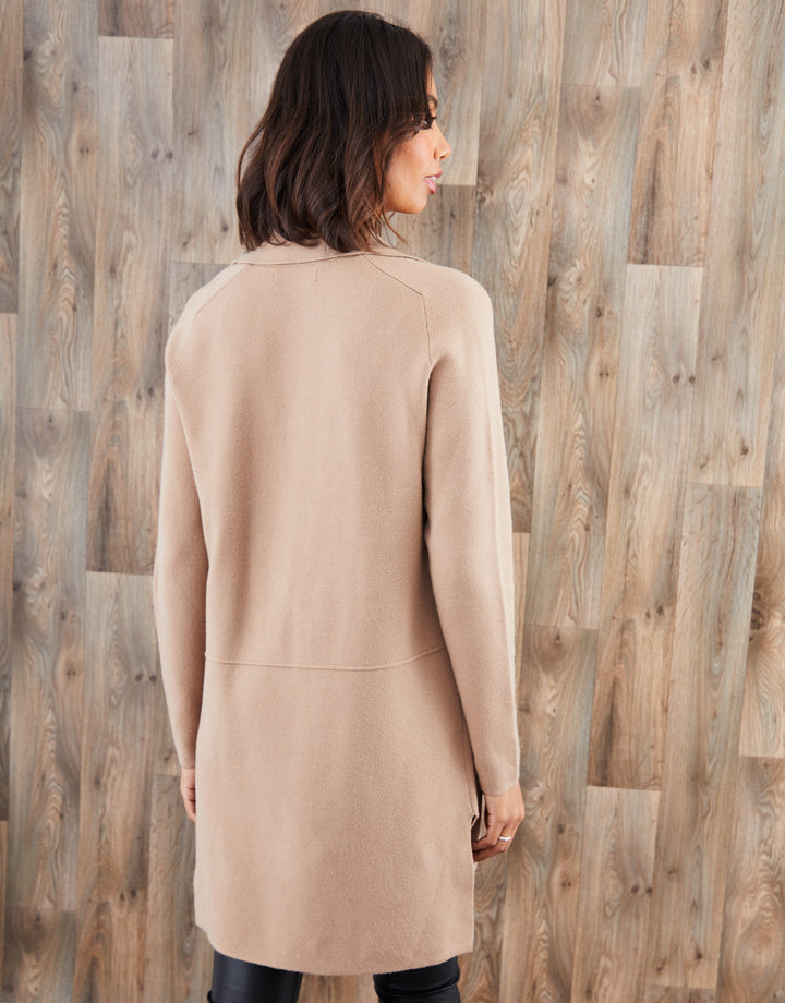 Camel Brown Knitted Coatigan