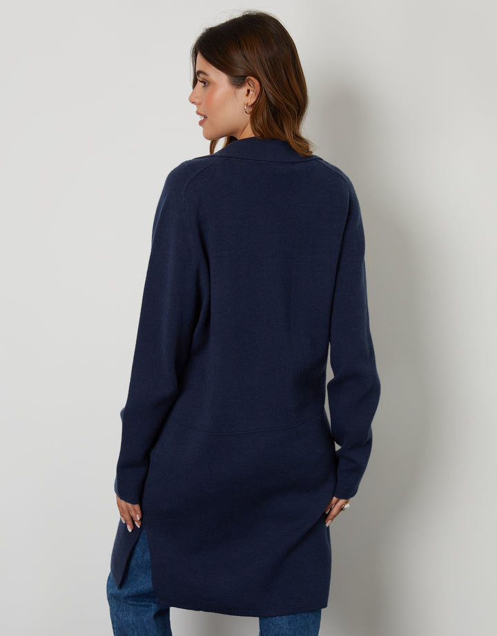 Navy Knitted Coatigan