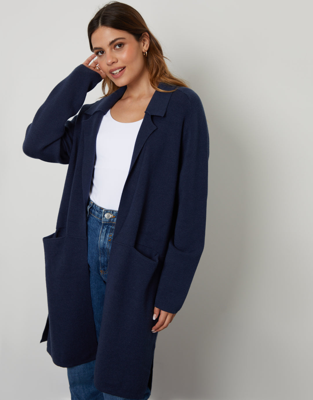 Navy Knitted Coatigan