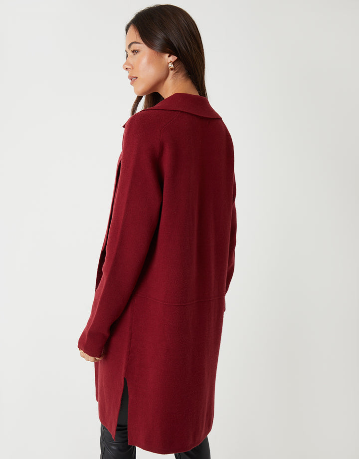 Berry Red Knitted Coatigan