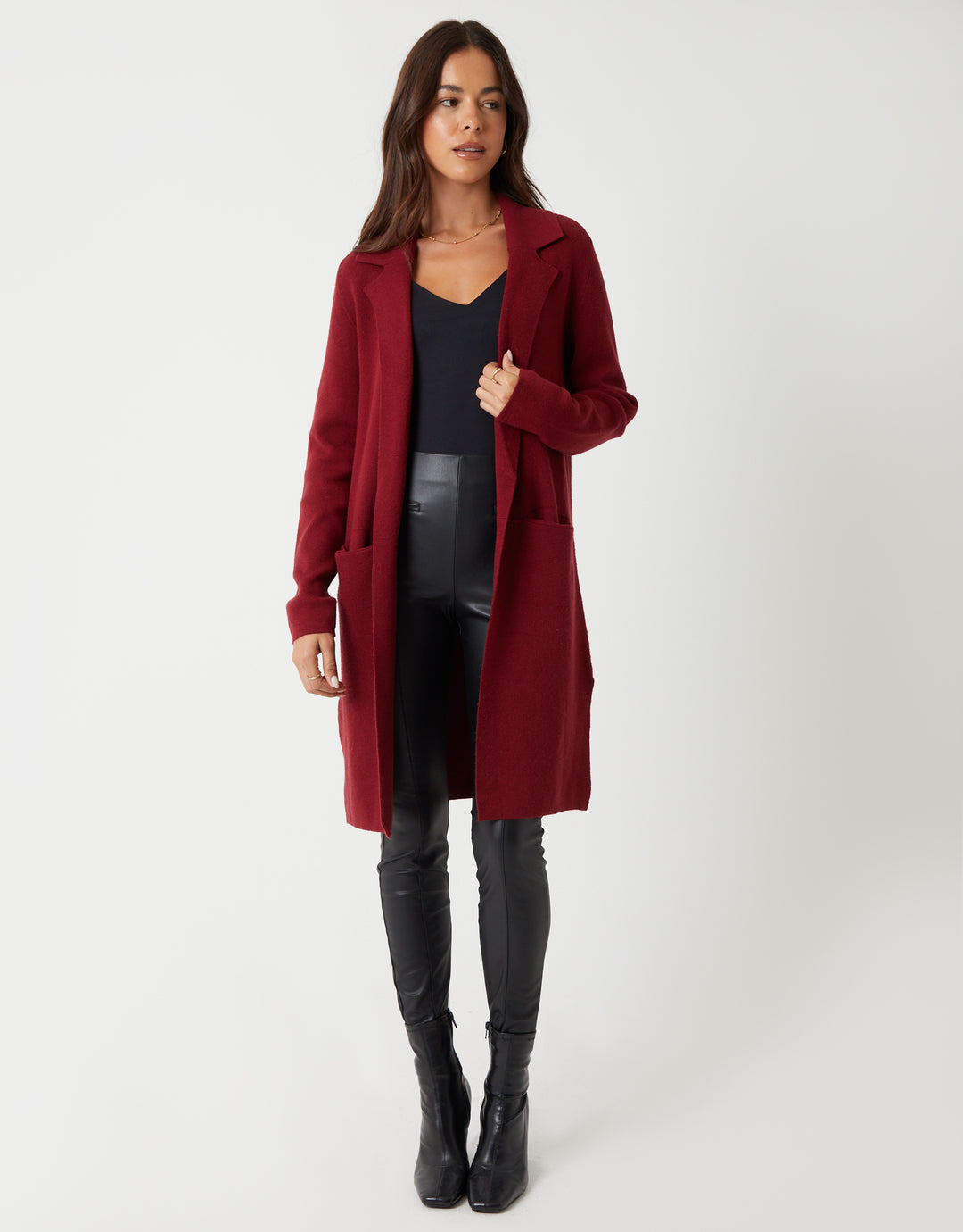 Berry Red Knitted Coatigan