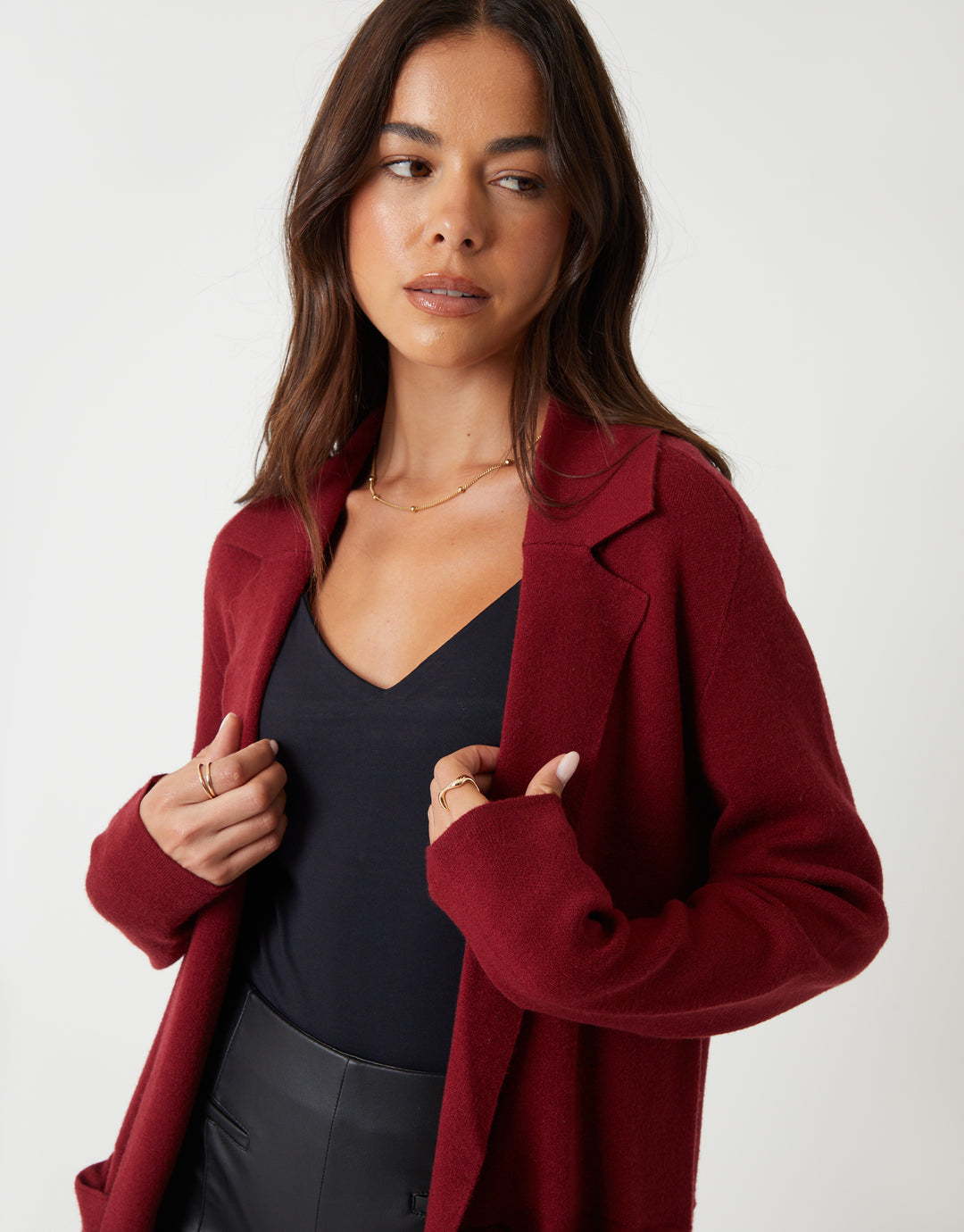 Berry Red Knitted Coatigan