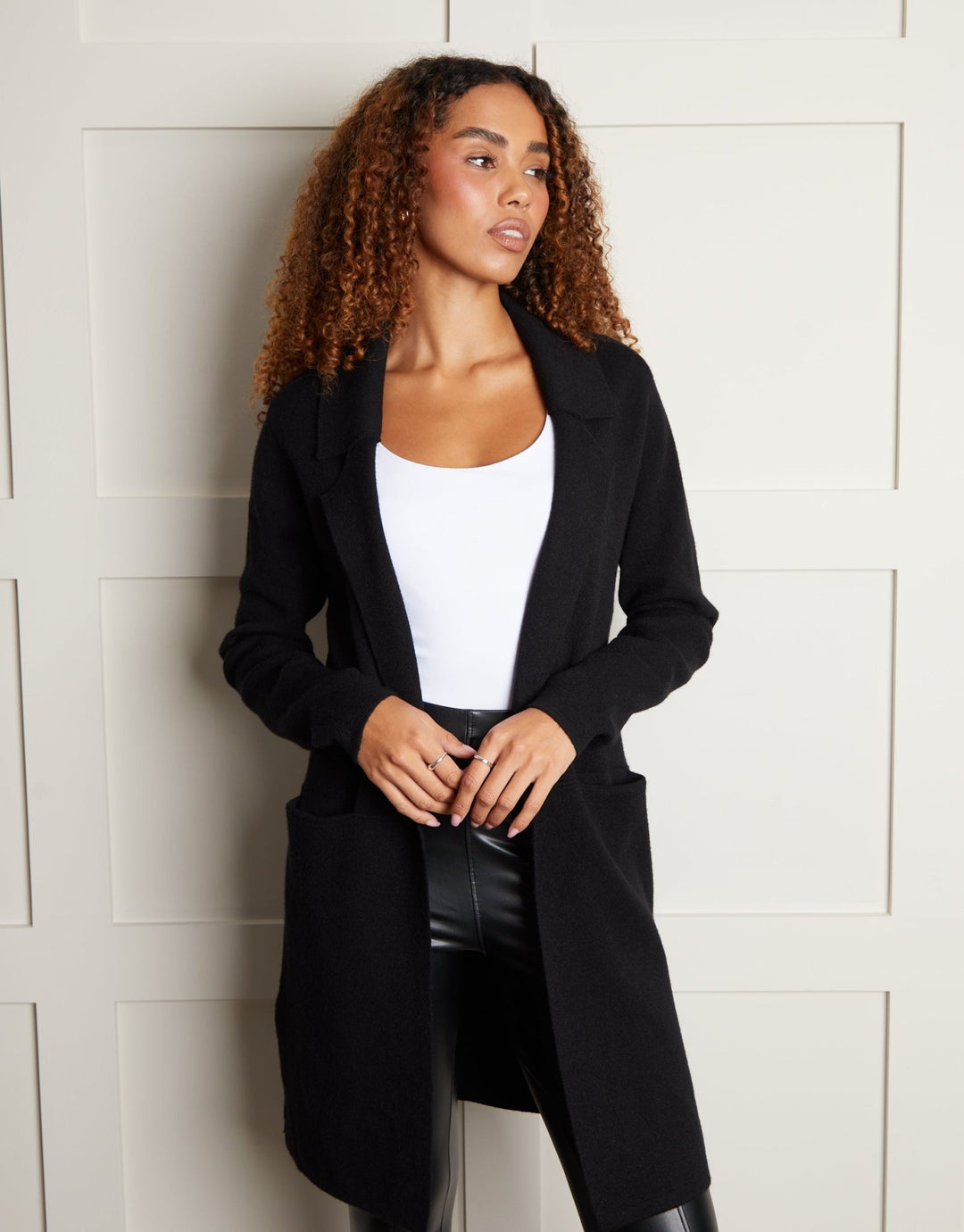Threadbare Carol Threadbare Women's Knitted Coatigan in Black