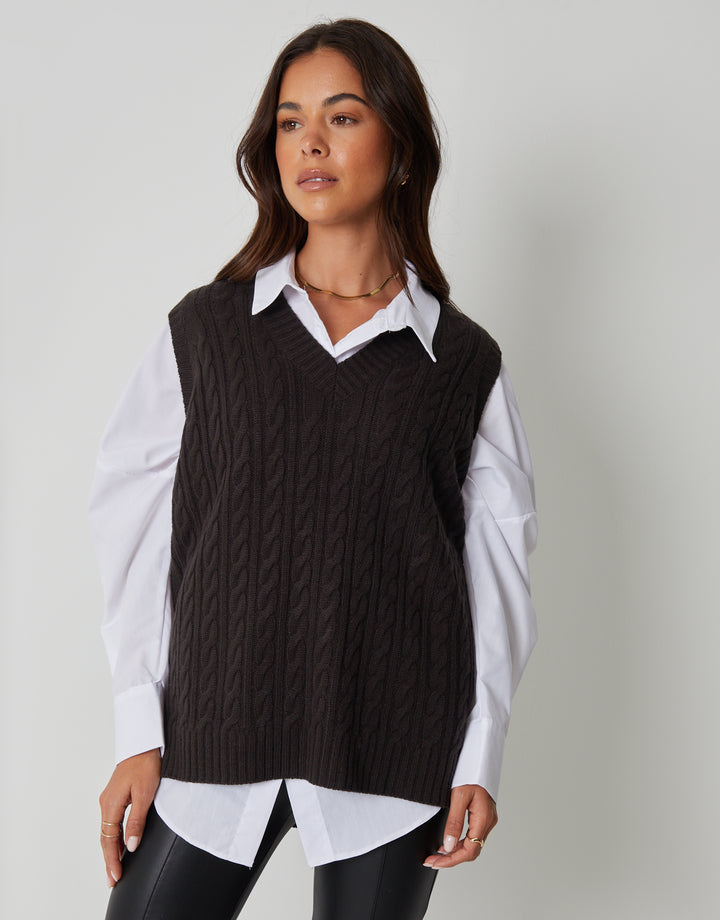 Black Cable Knit Vest
