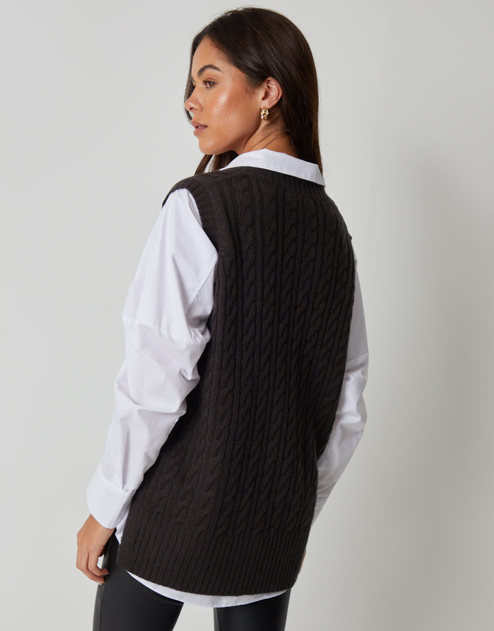 Black Cable Knit Vest
