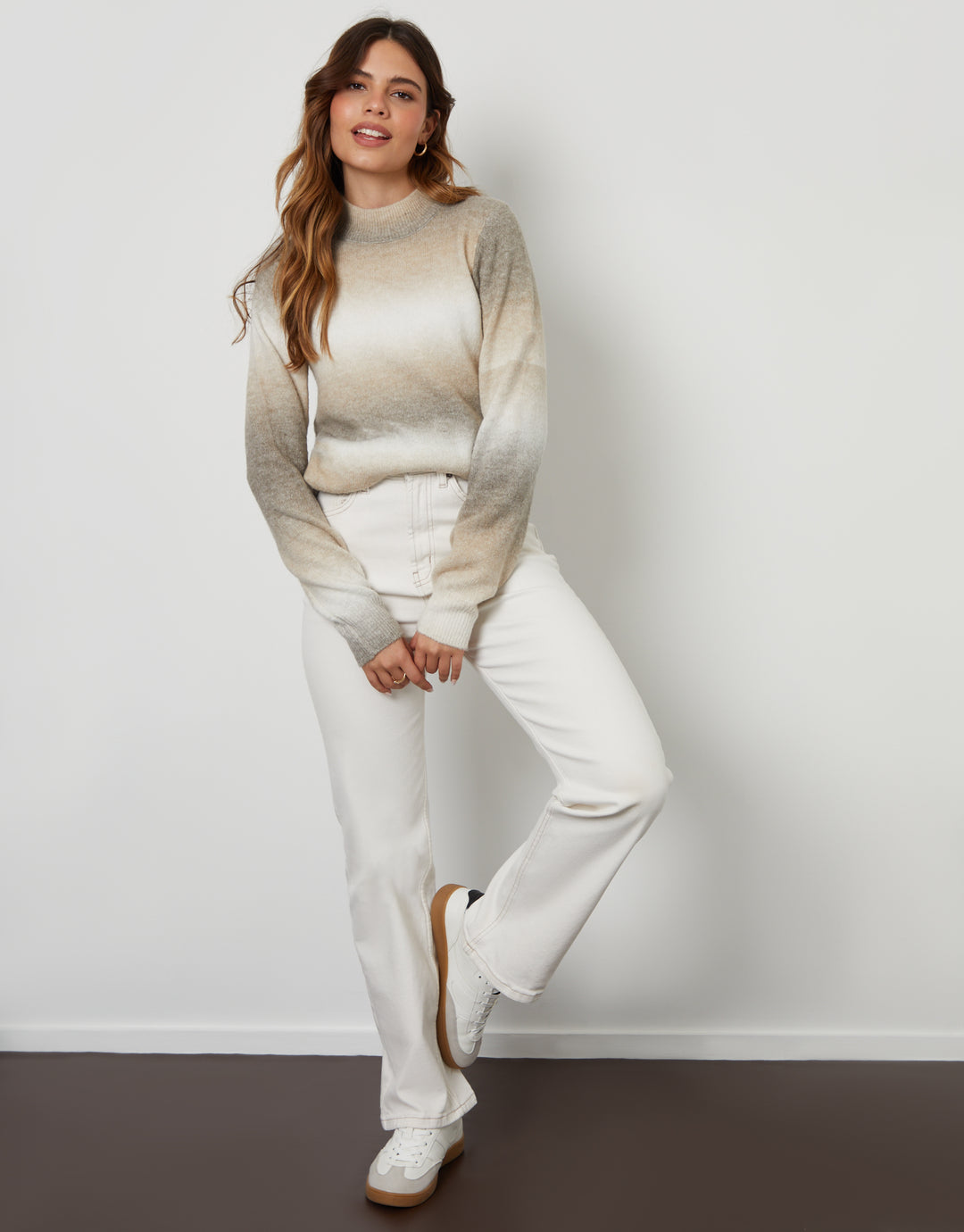 Cream Ombré Crew Neck Jumper