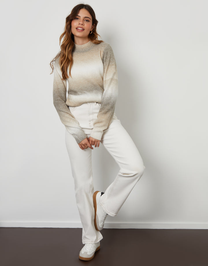 Cream Ombré Crew Neck Jumper