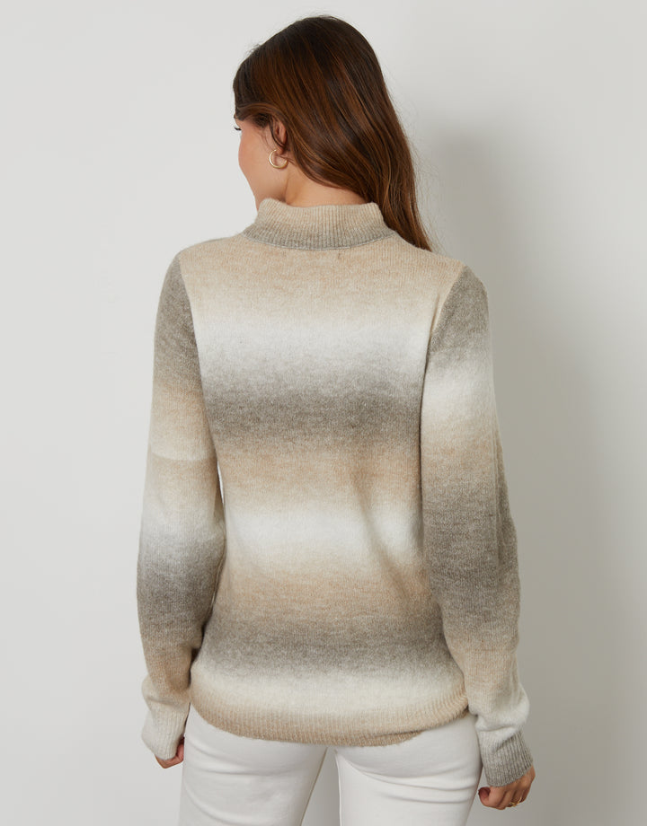 Cream Ombré Crew Neck Jumper