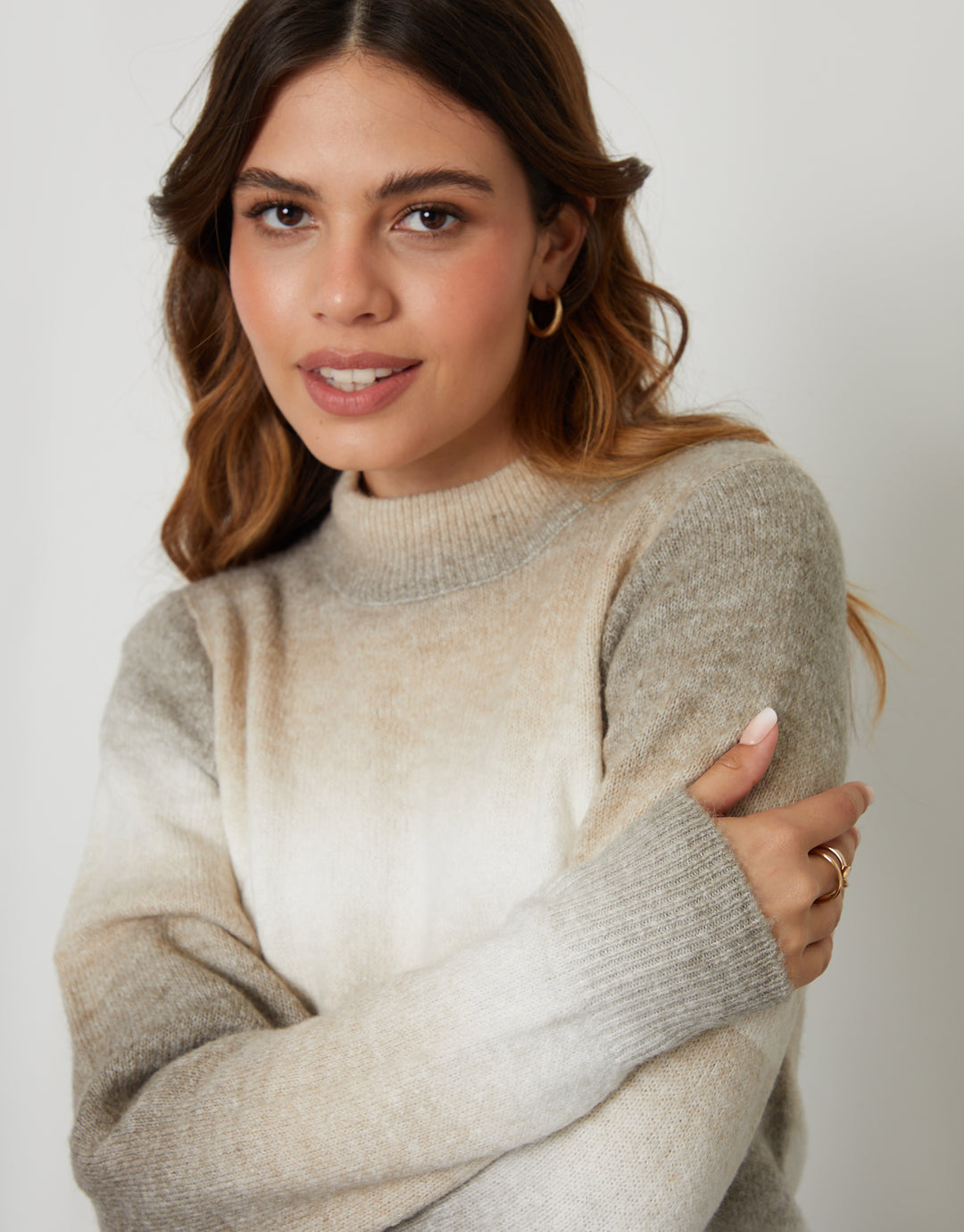 Cream Ombré Crew Neck Jumper