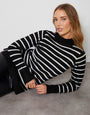 Black Striped High Neck Jumper
