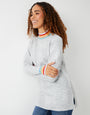 Grey Colour Trim High Neck Jumper